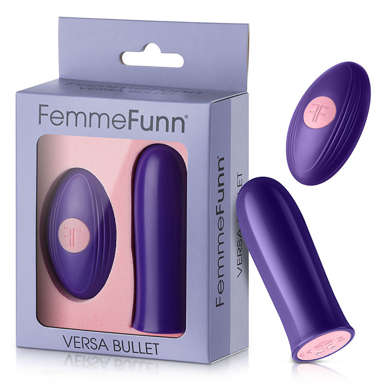 FemmeFunn Versa Bullet Rechargeable Remote-Controlled Vibrator Dark Purple - Red Garter