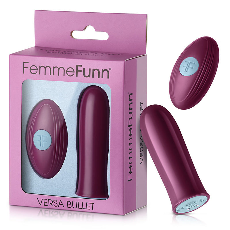 FemmeFunn Versa Bullet Rechargeable Remote-Controlled Vibrator Dark Fuchsia - Red Garter
