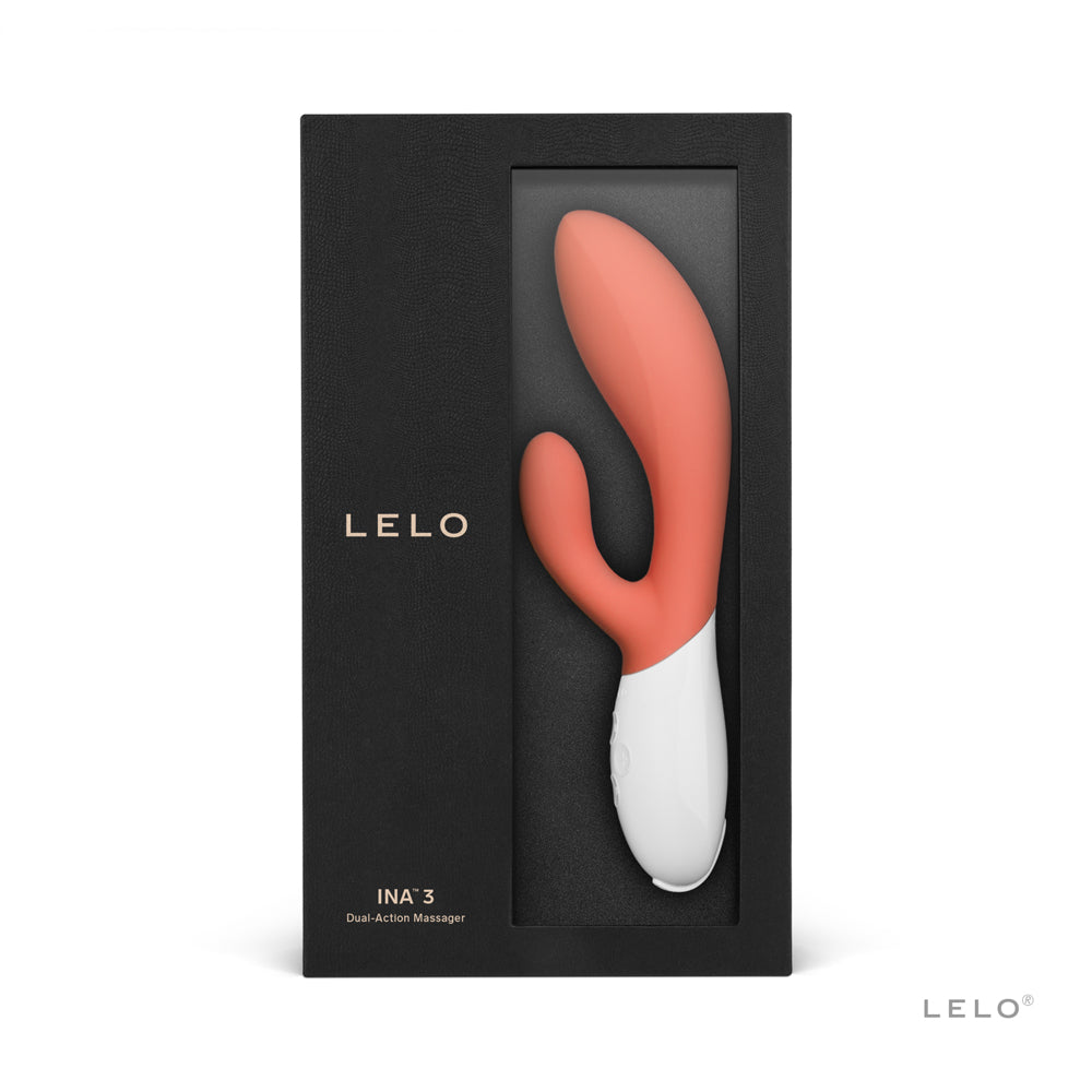 LELO INA 3 Rechargeable Dual Stimulator Coral Red - Red Garter