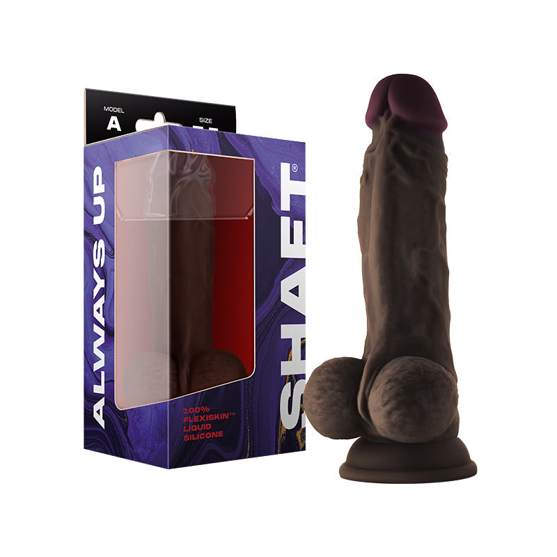 Shaft Model A: 7.5 in. Dual Density Silicone Dildo with Balls Mahogany - Red Garter