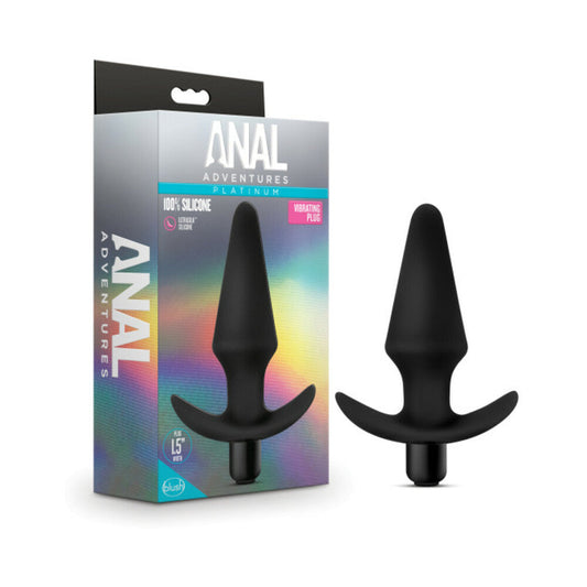 Blush Anal Adventures Platinum Silicone Vibrating Plug Black - Red Garter