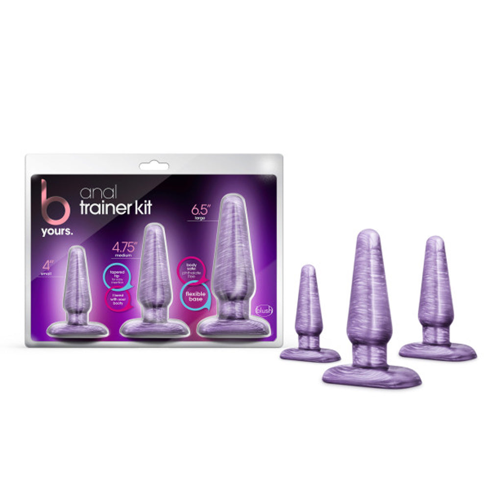 Blush B Yours 3-Piece Anal Trainer Kit Purple Swirl - Red Garter