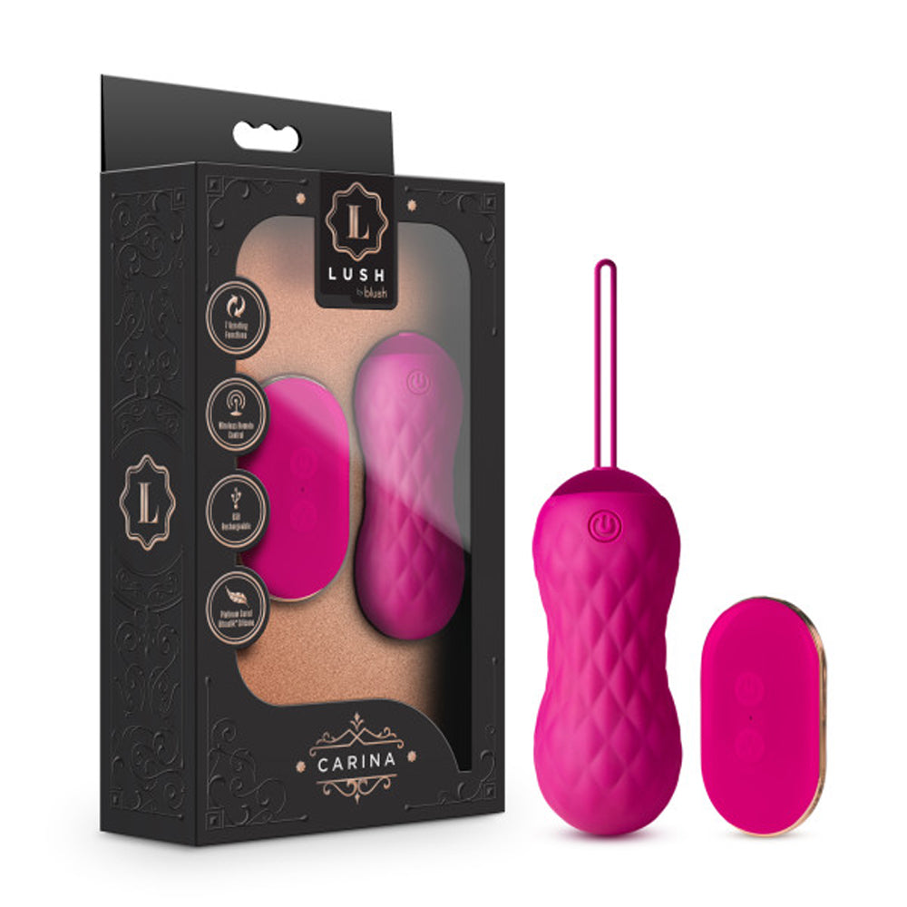 Blush Lush Carina Rechargeable Remote-Controlled Silicone Egg Vibrator Velvet - Red Garter