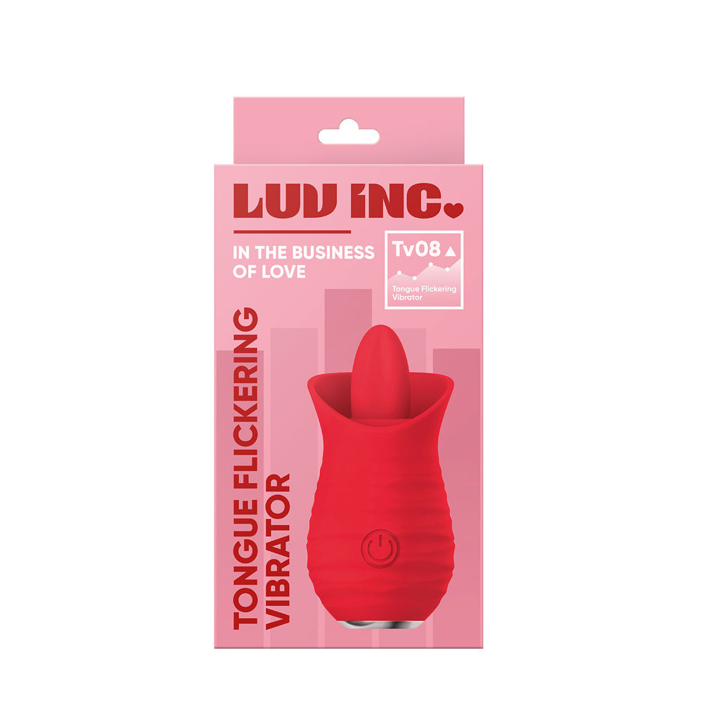 Luv Inc Tv08 Tongue Flickering Vibrator Rechargeable Silicone Clitoral Stimulator Red - Red Garter