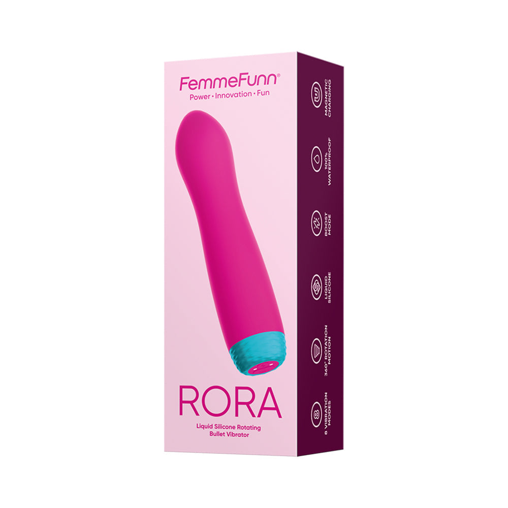 FemmeFunn Rora Rechargeable Silicone Rotating Bullet Vibrator Pink - Red Garter