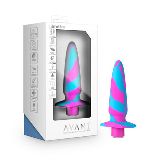 Blush Avant Vibrotize Vibrating Silicone Anal Plug Fuchsia - Red Garter