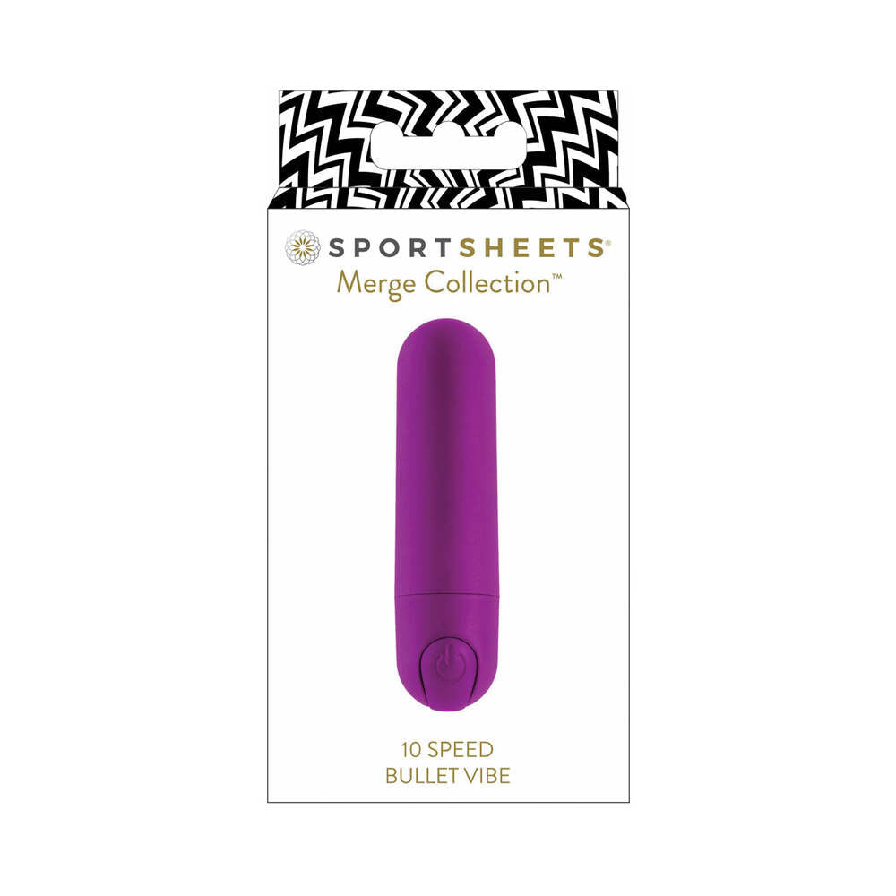 Sportsheets Merge Collection 10 Speed Bullet Vibe Silicone Vibrator Purple - Red Garter