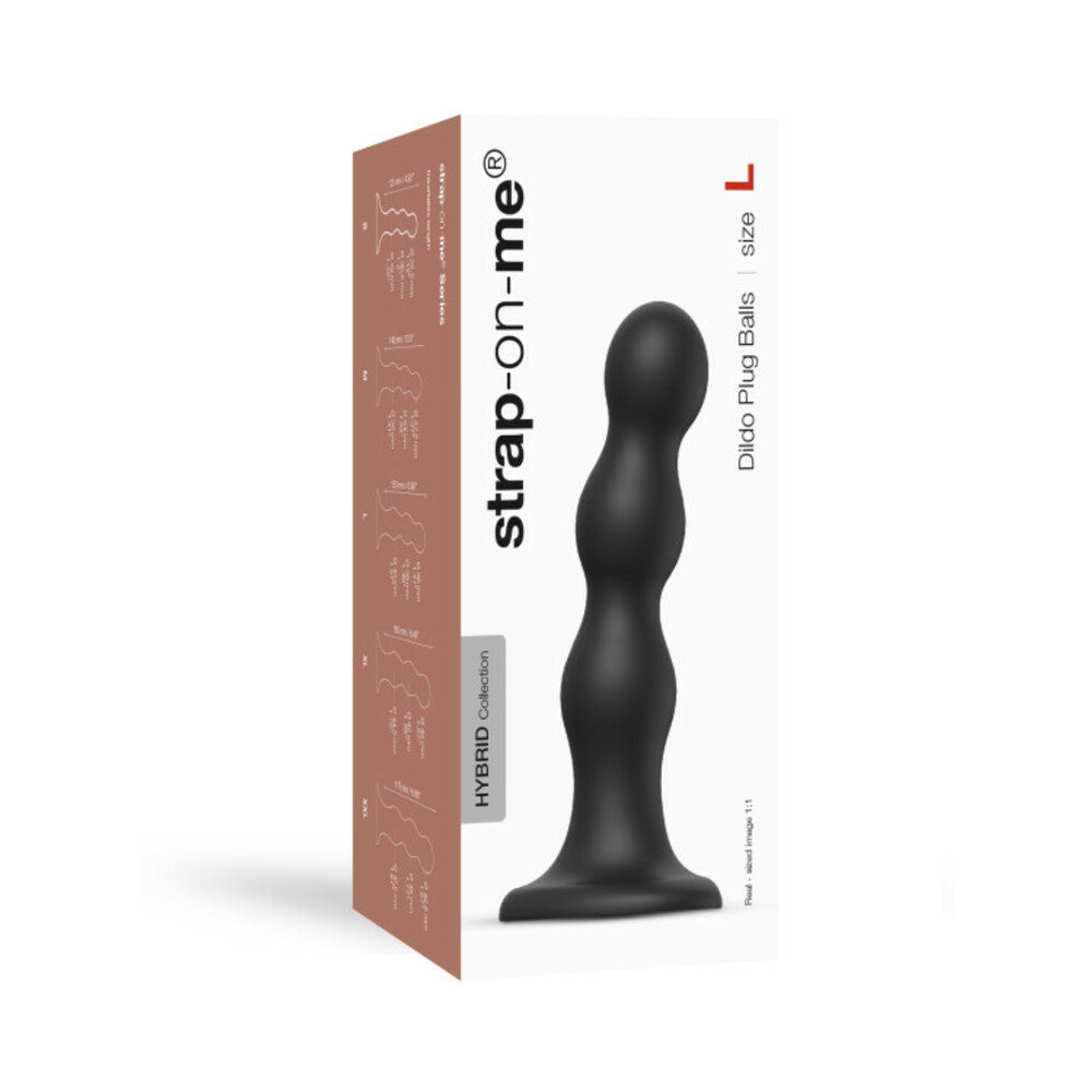 Strap-On-Me Hybrid Collection Silicone Dildo Plug Balls Black L - Red Garter