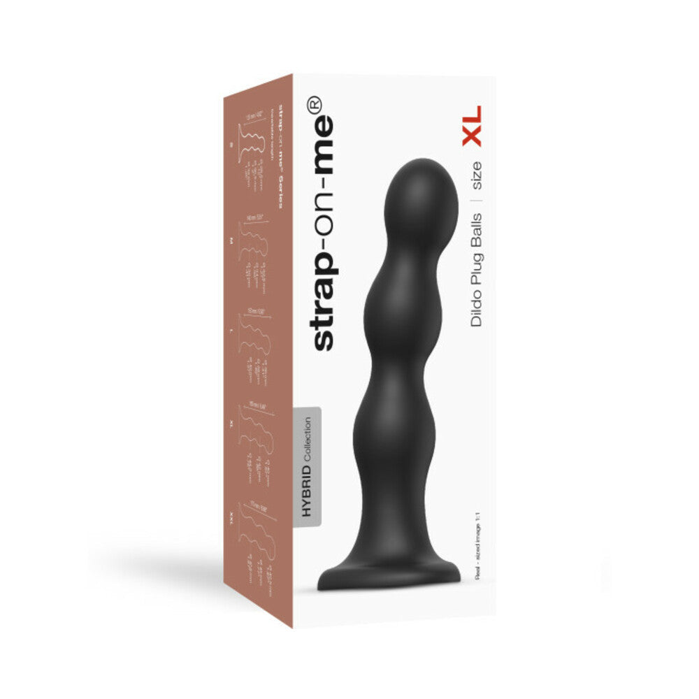 Strap-On-Me Hybrid Collection Silicone Dildo Plug Balls Black XL - Red Garter