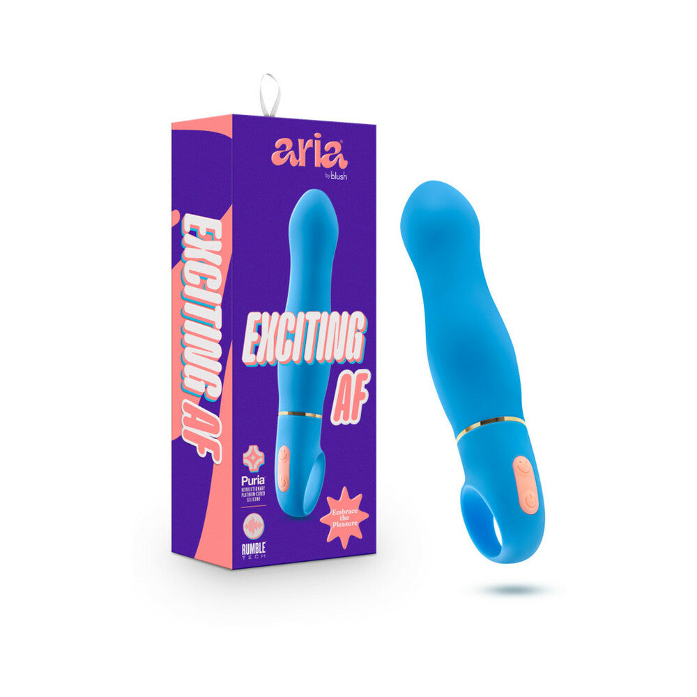 Aria Exciting AF Silicone Vibrator Blue - Red Garter