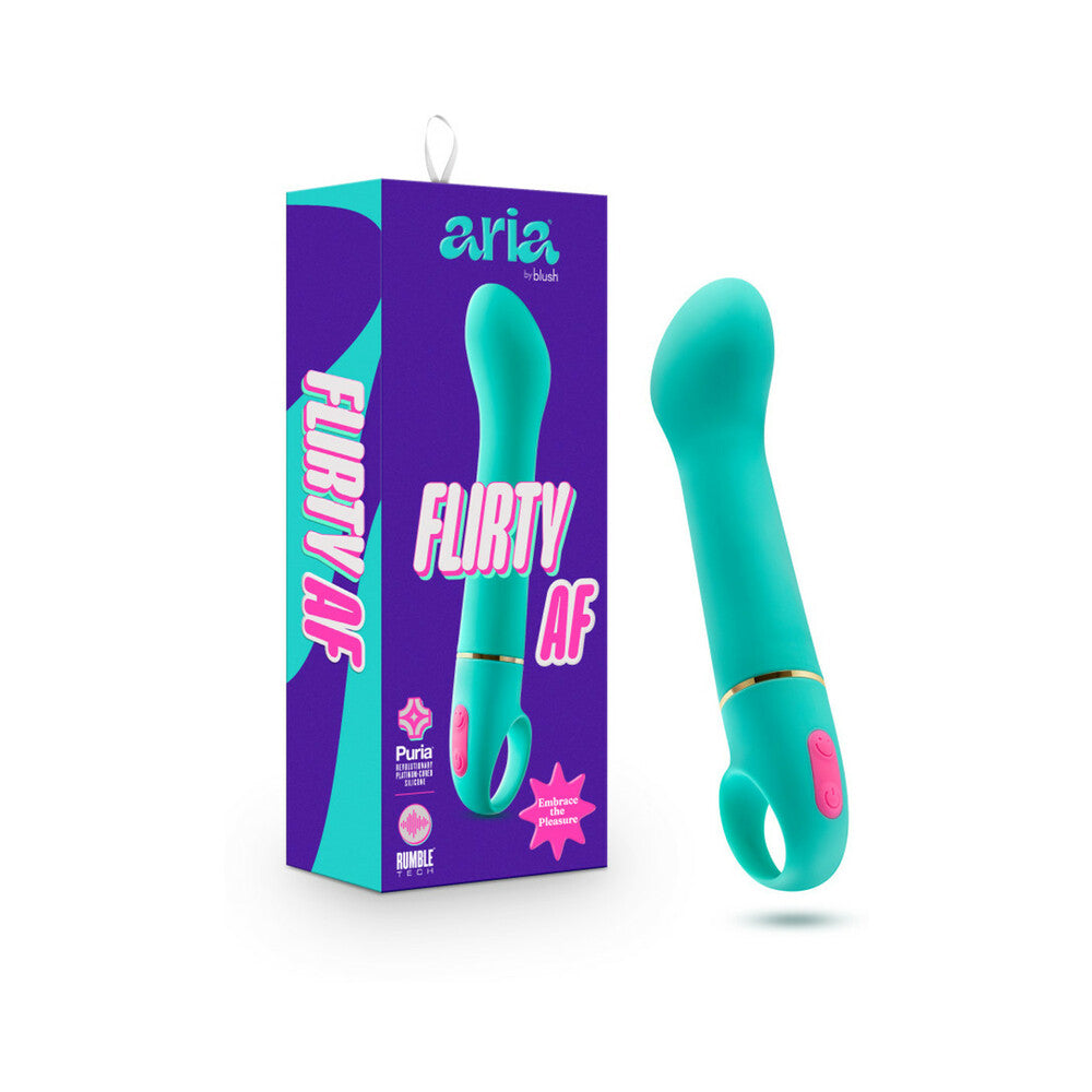 Aria Flirty AF Silicone G-Spot Vibrator Teal - Red Garter