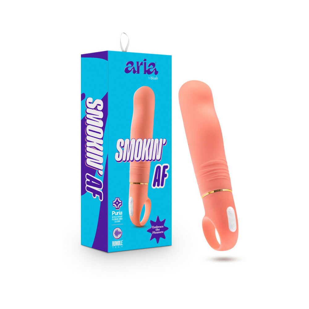 Aria Smokin'' AF Silicone Vibrator Coral - Red Garter