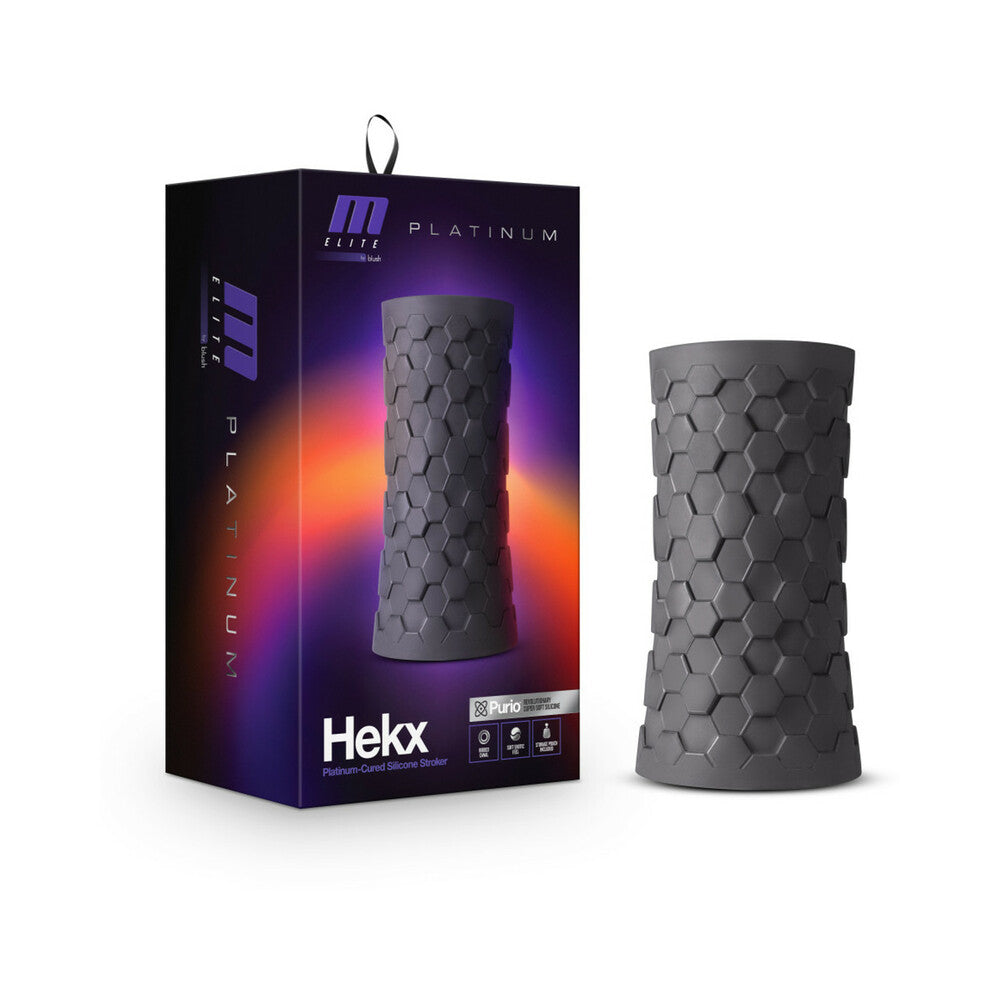 Blush M Elite Platinum Hekx Silicone Stroker Black - Red Garter