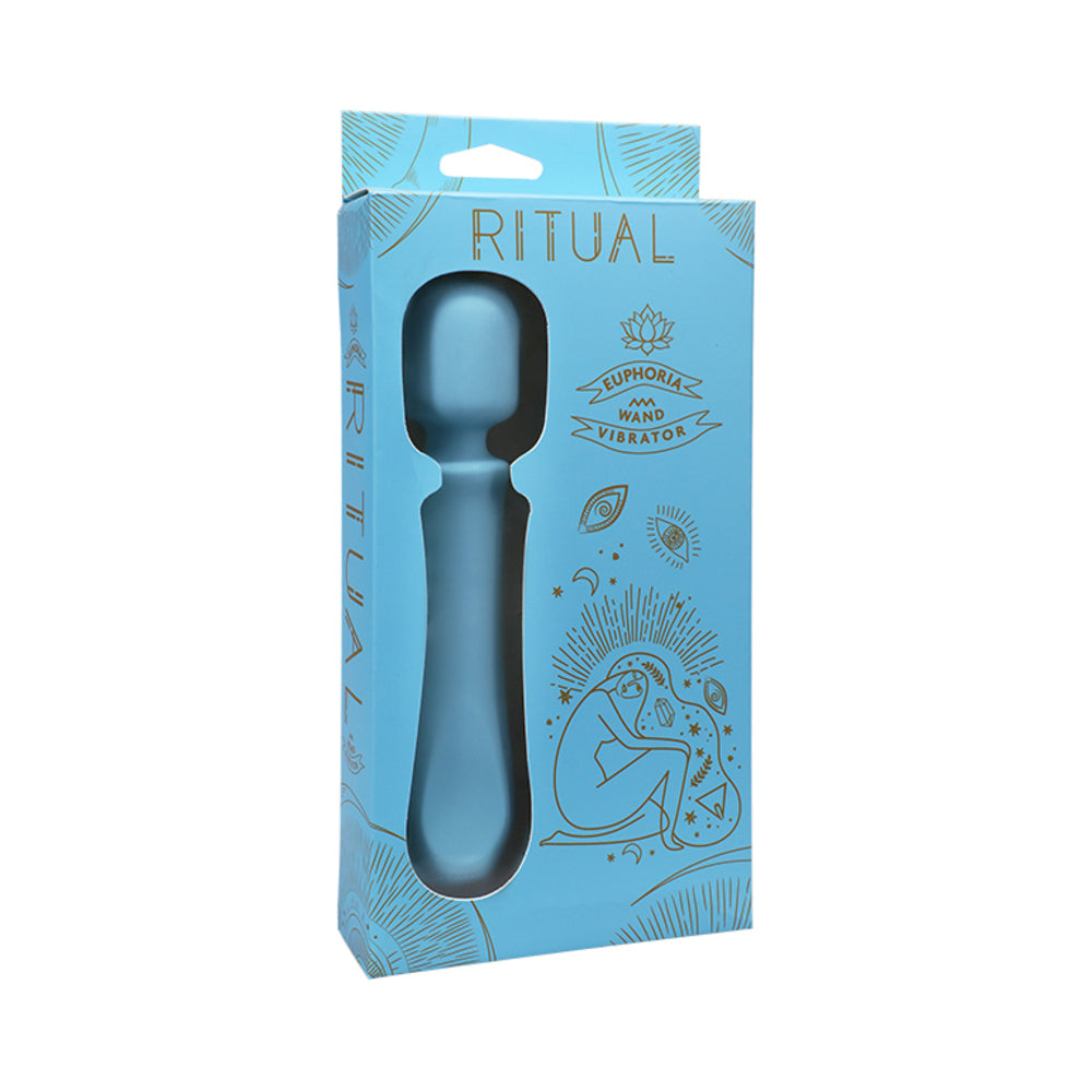 RITUAL Euphoria Rechargeable Silicone Wand Vibrator Blue - Red Garter