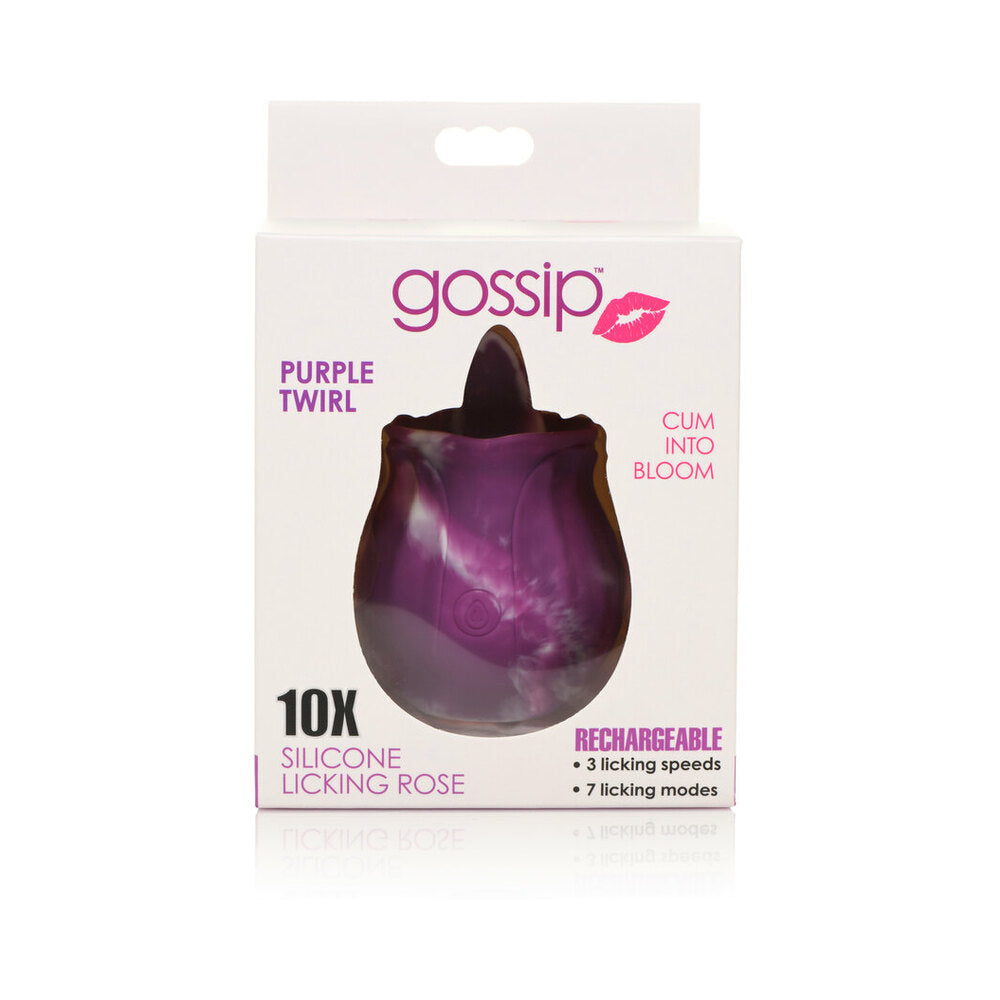 Curve Toys Gossip Cum Into Bloom Rechargeable Silicone Licking Rose Purple Twirl | Red Garter Curve Toys Gossip Cum Into Bloom Rechargeable Silicone Licking Rose Purple Twirl | Red Garter