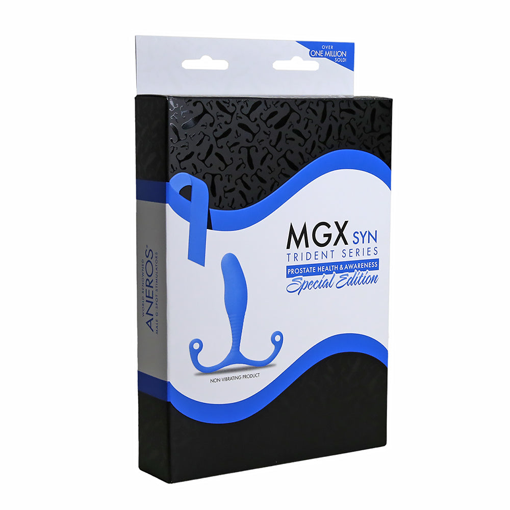 Aneros Trident Series MGX Syn Prostate Stimulator Special Edition Blue - Red Garter