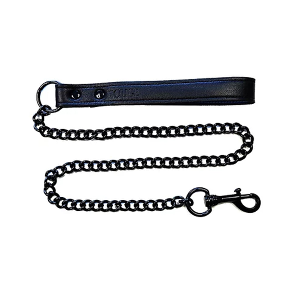 Rouge Leather Lead Black with Black Accessories - Red Garter