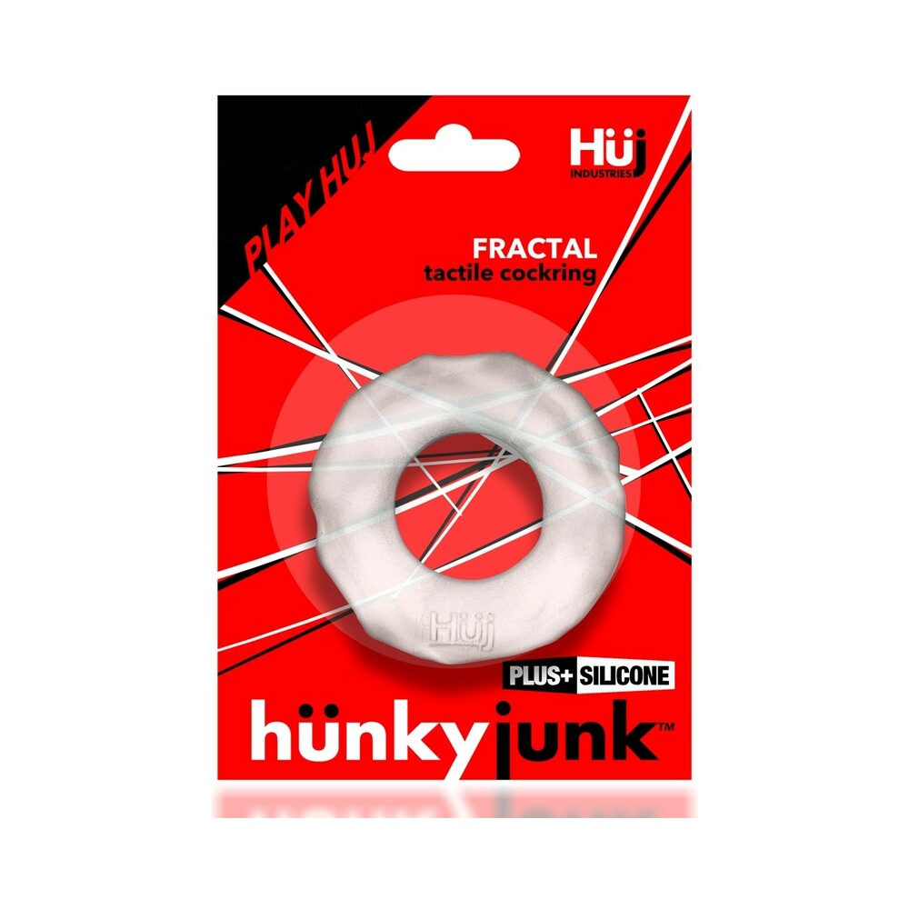 Hunkyjunk Fractal Tactile Cockring Clear Ice - Red Garter