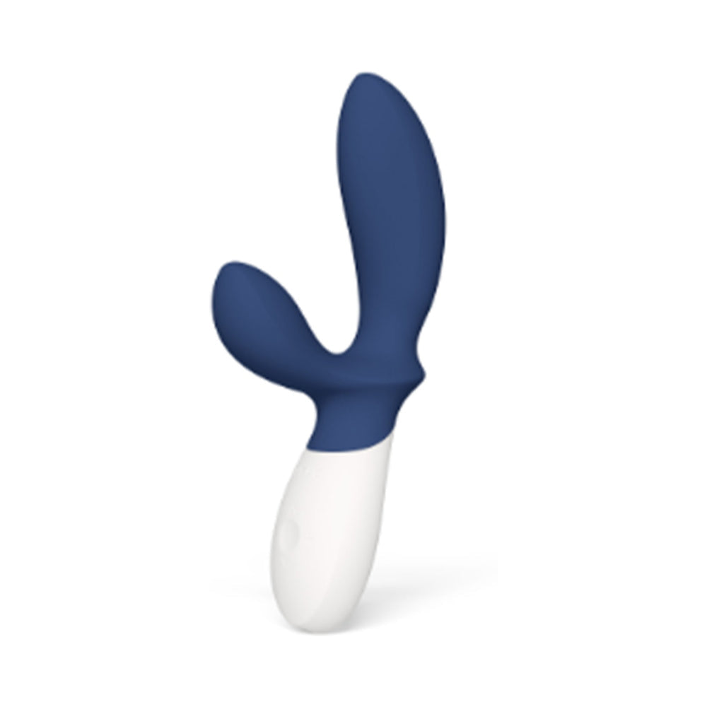 Lelo Loki Wave 2 Rechargeable Silicone Dual Stimulation Prostate Vibrator Base Blue - Red Garter