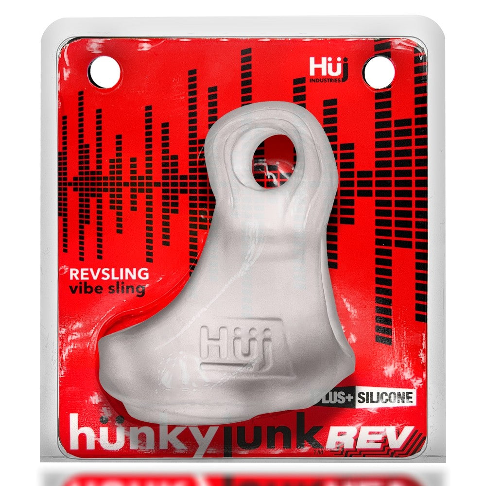 Hunkyjunk Revsling Cock & Ball Sling with Bullet Vibrator Clear Ice - Red Garter