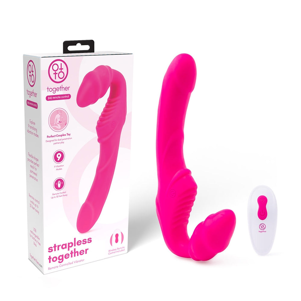 Together Strapless Remote Control Vibrator Pink - Red Garter