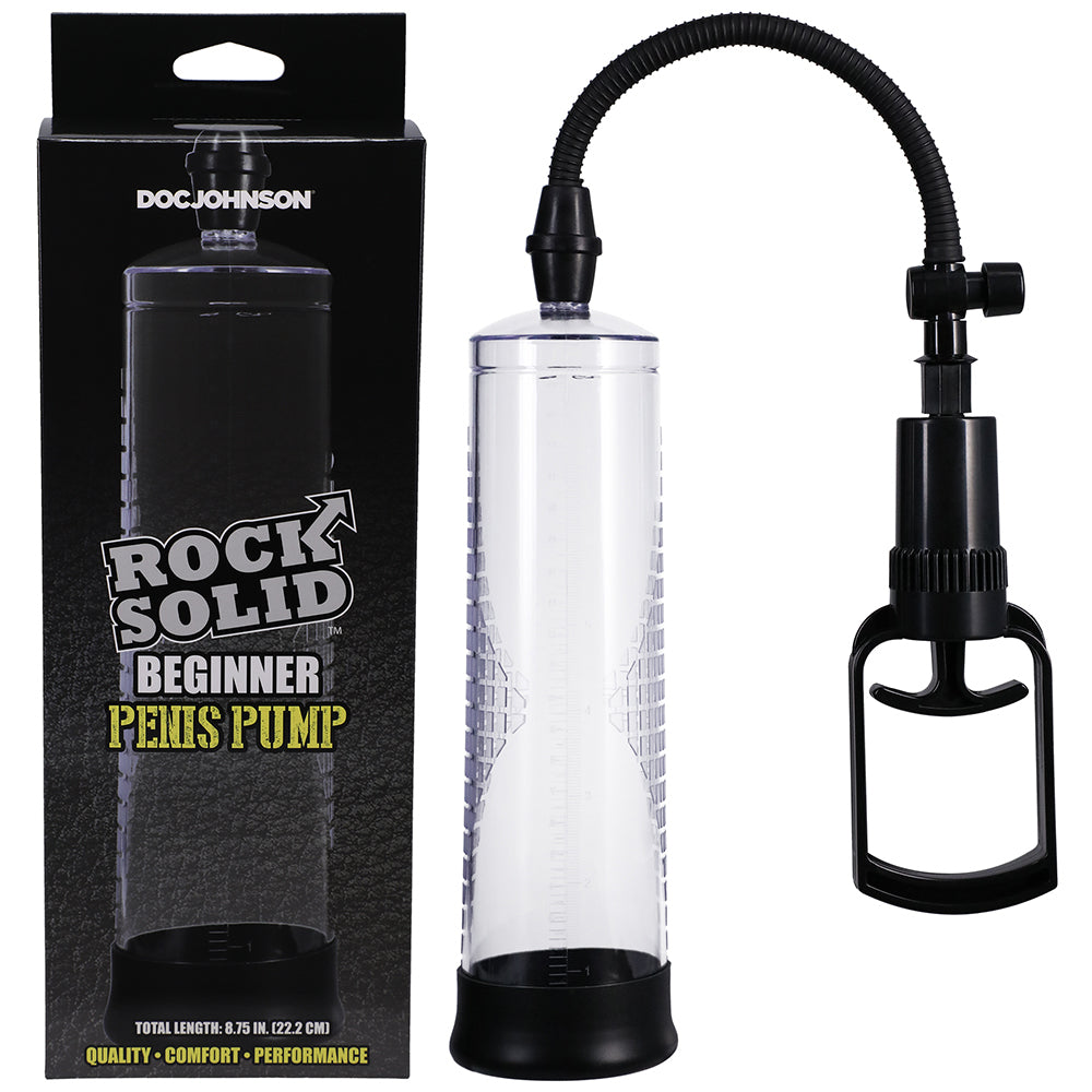 Rock Solid Beginner Penis Pump Black/Clear - Red Garter