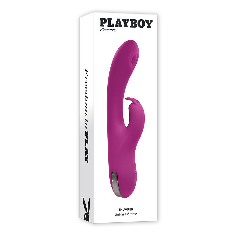 Playboy Thumper Rechargeable Tapping Silicone Dual Stimulation Vibrator Wild Star - Red Garter