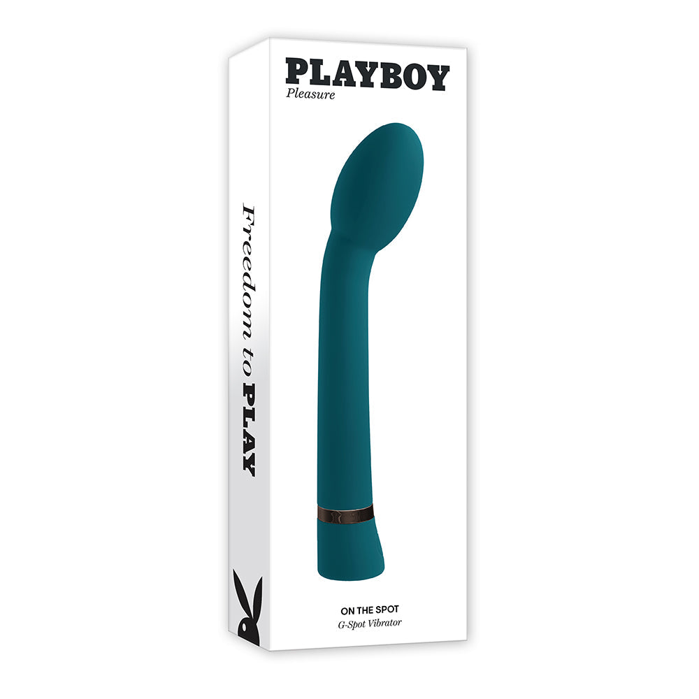 Playboy On The Spot Rechargeable Silicone G-Spot Vibrator Deep Teal - Red Garter