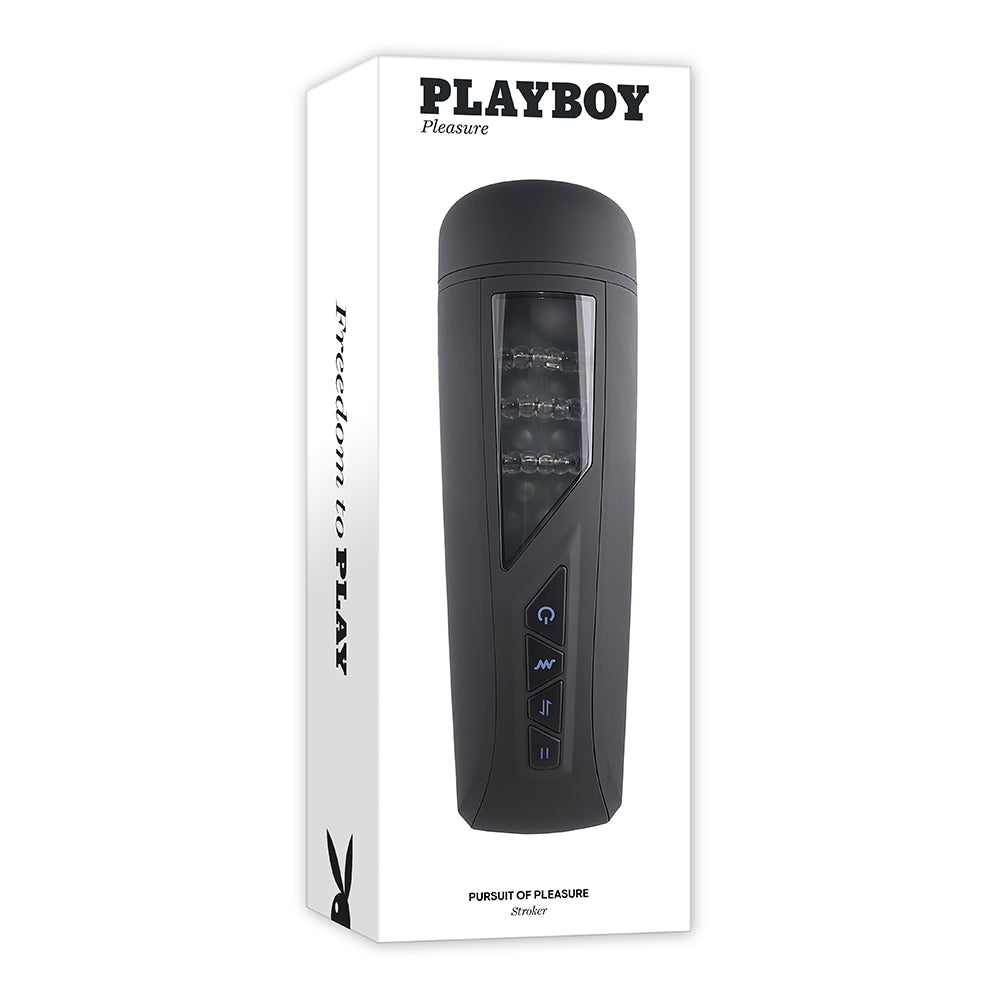 Playboy Pursuit Of Pleasure Rechargeable Vibrating Beaded Stroker - Red Garter