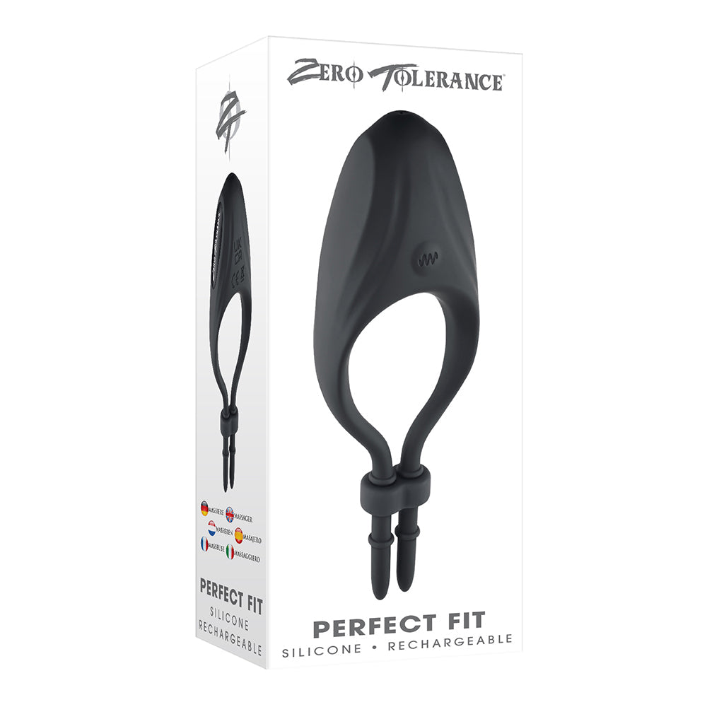 Zero Tolerance Perfect Fit Rechargeable Vibrating Silicone Lasso Cockring Black - Red Garter