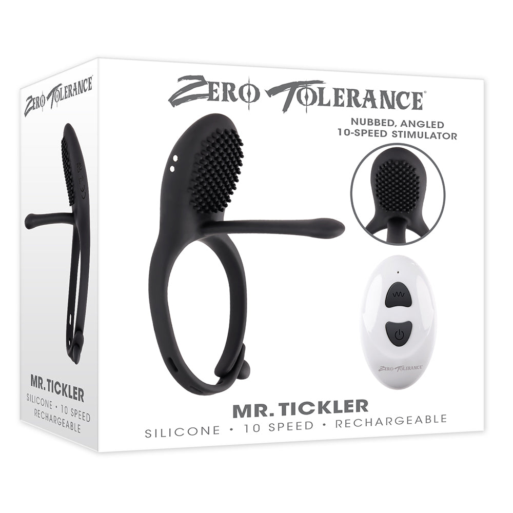 Zero Tolerance Mr. Tickler Rechargeable Remote Controlled C-ring Black - Red Garter