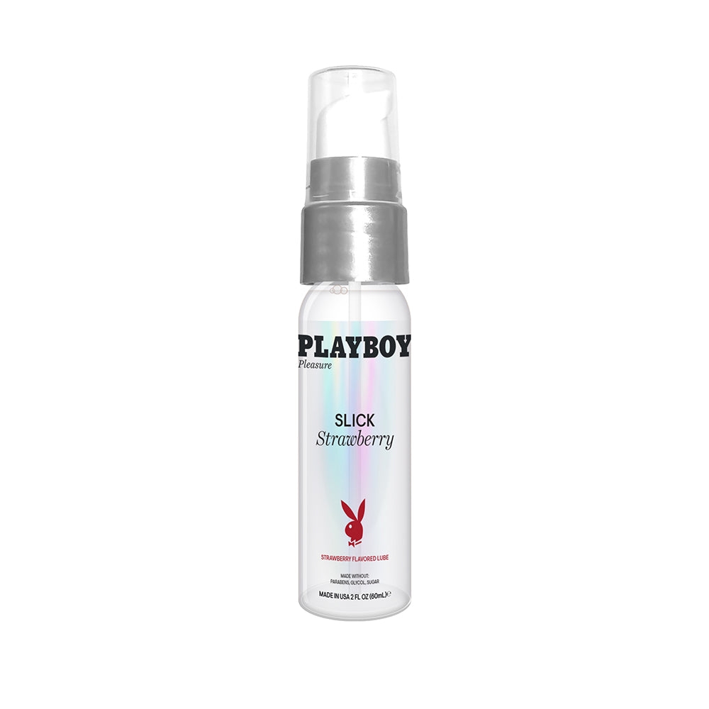 Playboy Slick Flavored Water-Based Lubricant Strawberry 2 oz. - Red Garter