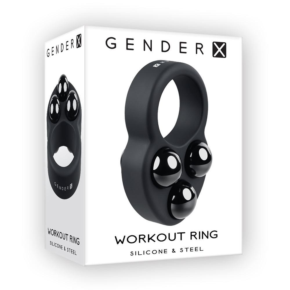 Gender X Workout Ring Weighted Silicone Training Cockring Black - Red Garter