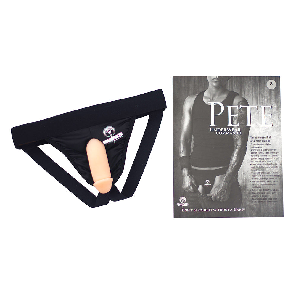 SpareParts Pete Commando Nylon Packing Jock Black Size 3XL - Red Garter