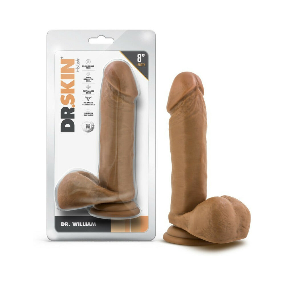Dr. Skin Dr. William 8 in. Dildo with Balls Tan - Red Garter