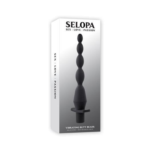 Selopa Vibrating Butt Beads Rechargeable Anal Silicone Black - Red Garter
