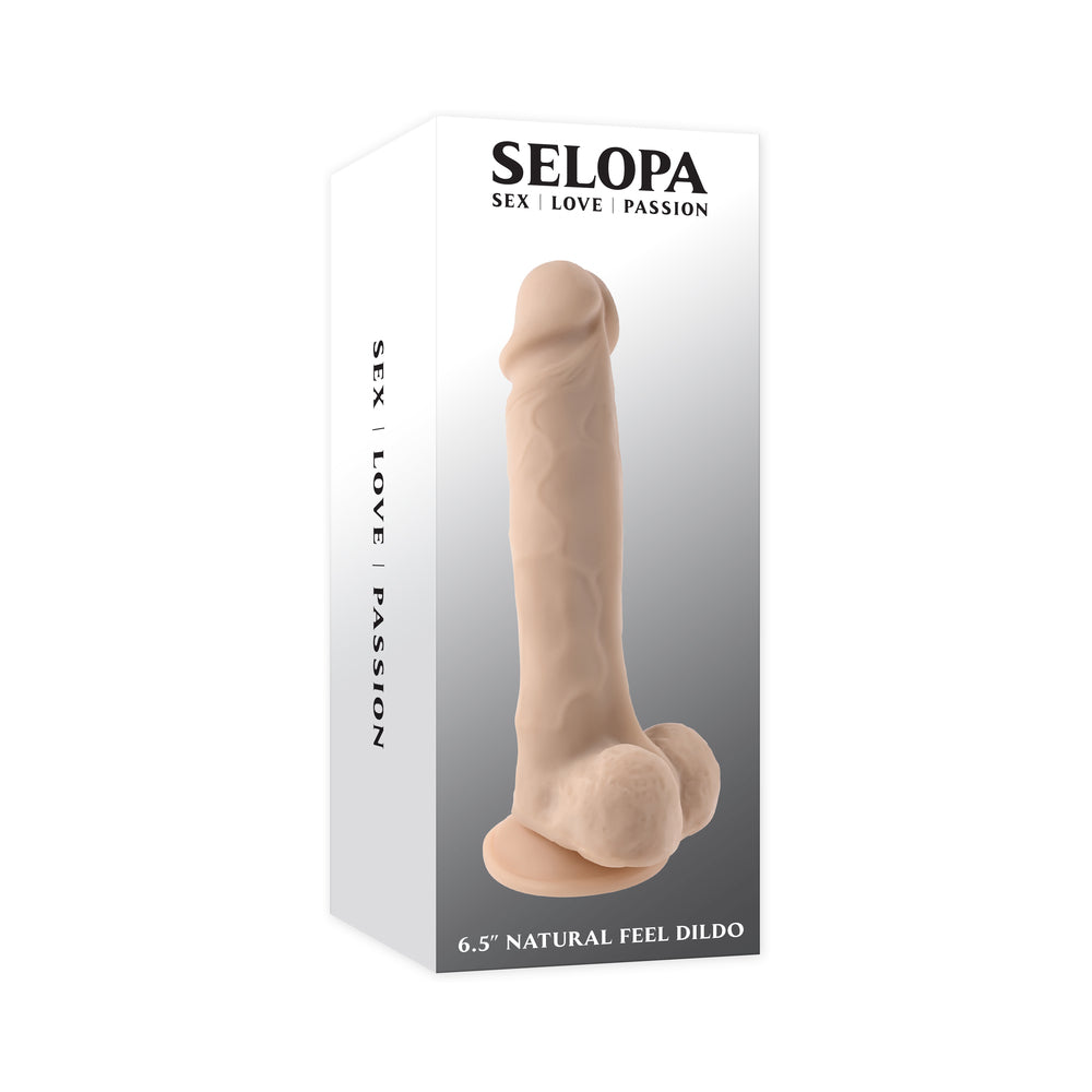Selopa 6.5 in. Natural Feel Dildo Light - Red Garter