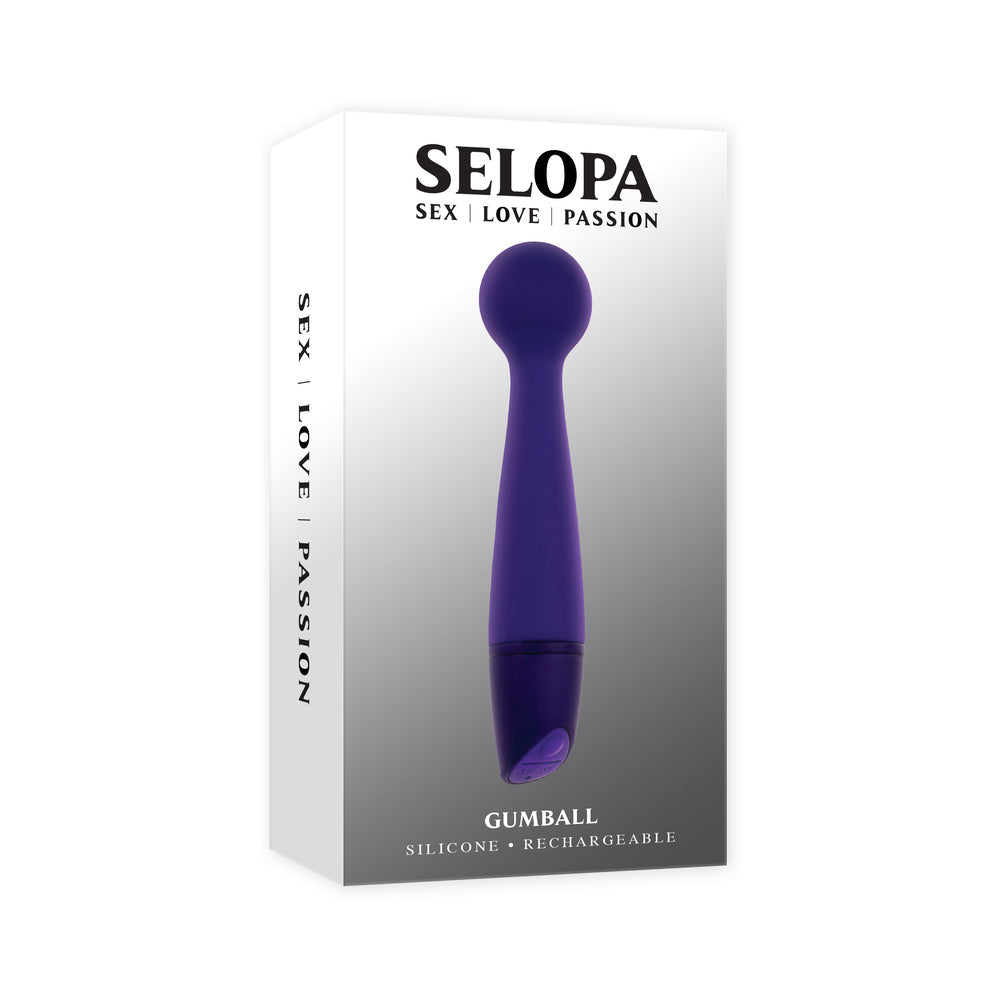 Selopa Gumball Rechargeable Slim Wand Silicone Purple - Red Garter