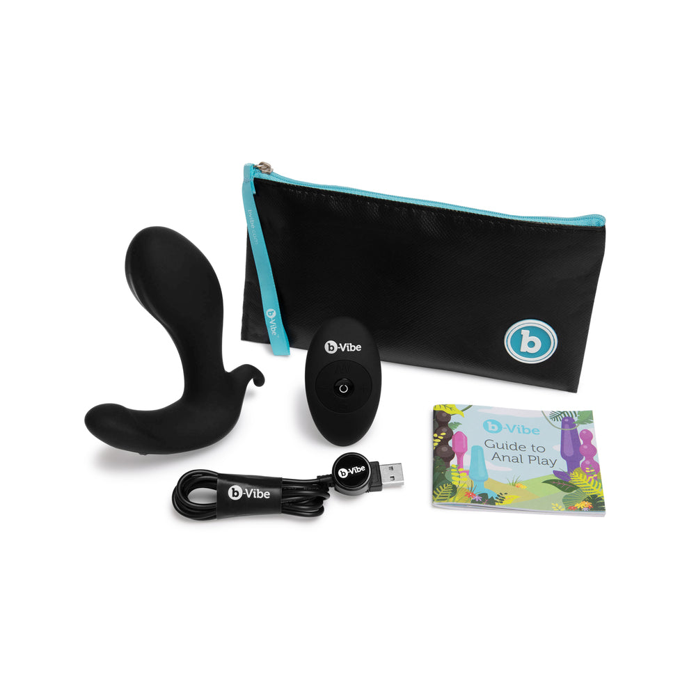 b-Vibe Expand Expanding and Vibrating Remote Control Plug Black - Red Garter