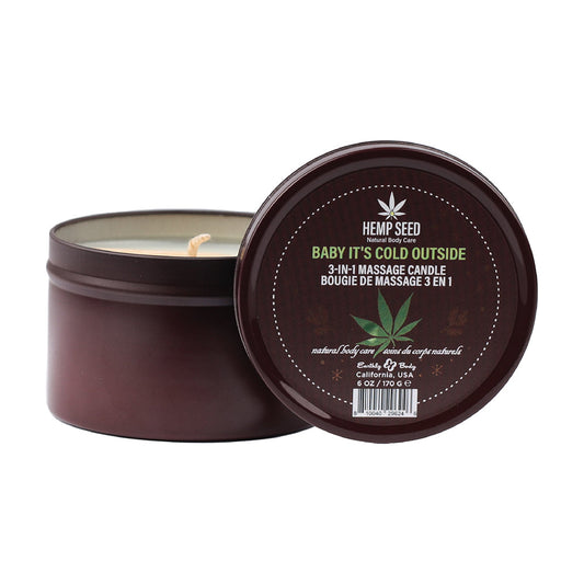Earthly Body Hemp Seed 3-in-1 Holiday Candle Baby It''s Cold Outside 6 oz. - Red Garter