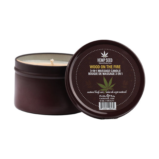 Earthly Body Hemp Seed 3-in-1 Holiday Candle Wood On The Fire 6 oz. - Red Garter