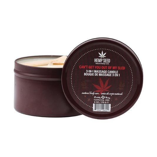 Earthly Body Hemp Seed 3-in-1 Holiday Candle Can''t Get You Out Of My Sled 6 oz. - Red Garter