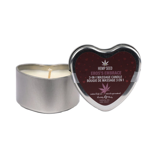 Earthly Body Hemp Seed 3-in-1 Valentines Day Candle Eros''s Embrace 4 oz. - Red Garter