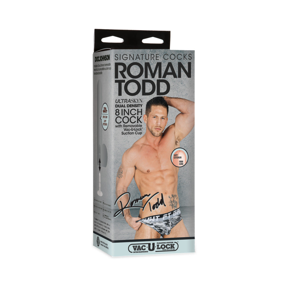 Signature Cocks Roman Todd ULTRASKYN Cock with Removable Vac-U-Lock Suction Cup 8in Vanilla - Red Garter