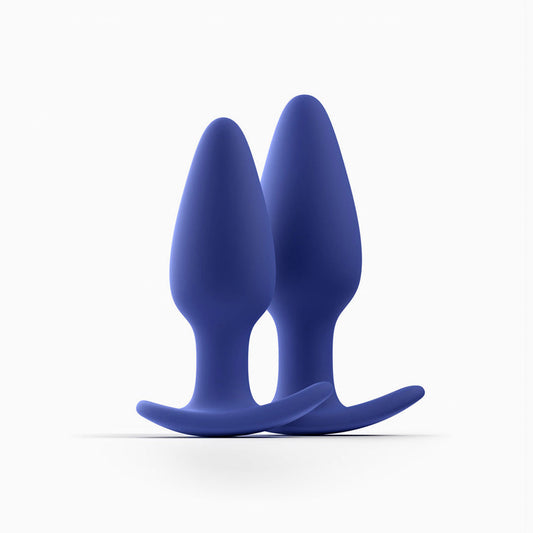 Biird Regii 2-Piece Anal Plug Set Blue - Red Garter