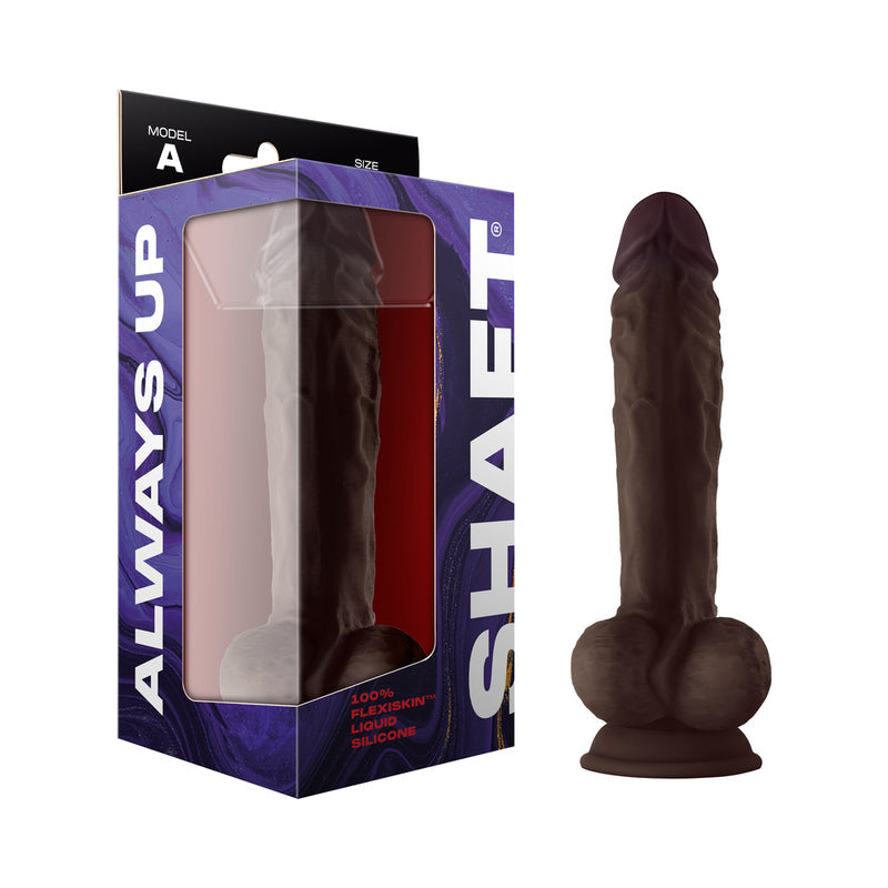 Shaft Model A: 10.5 in. Dual Density Silicone Dildo with Balls Mahogany - Red Garter