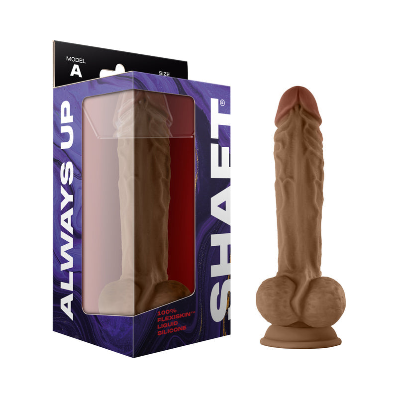 Shaft Model A: 10.5 in. Dual Density Silicone Dildo with Balls Oak - Red Garter