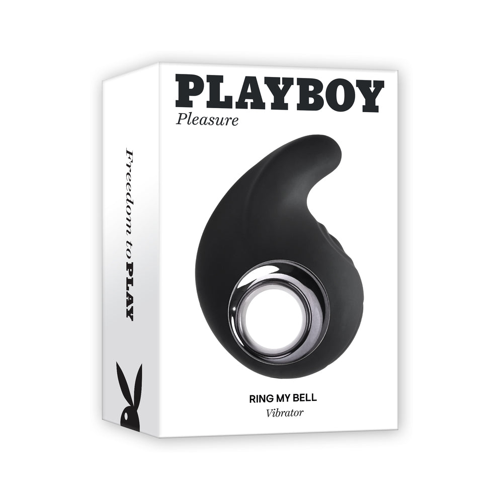 Playboy Ring My Bell Rechargeable Silicone Tapping Vibrator Black - Red Garter