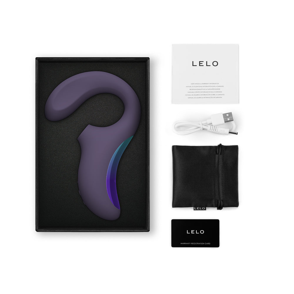 LELO Enigma Wave Suction Dual Stimulator Cyber Purple - Red Garter