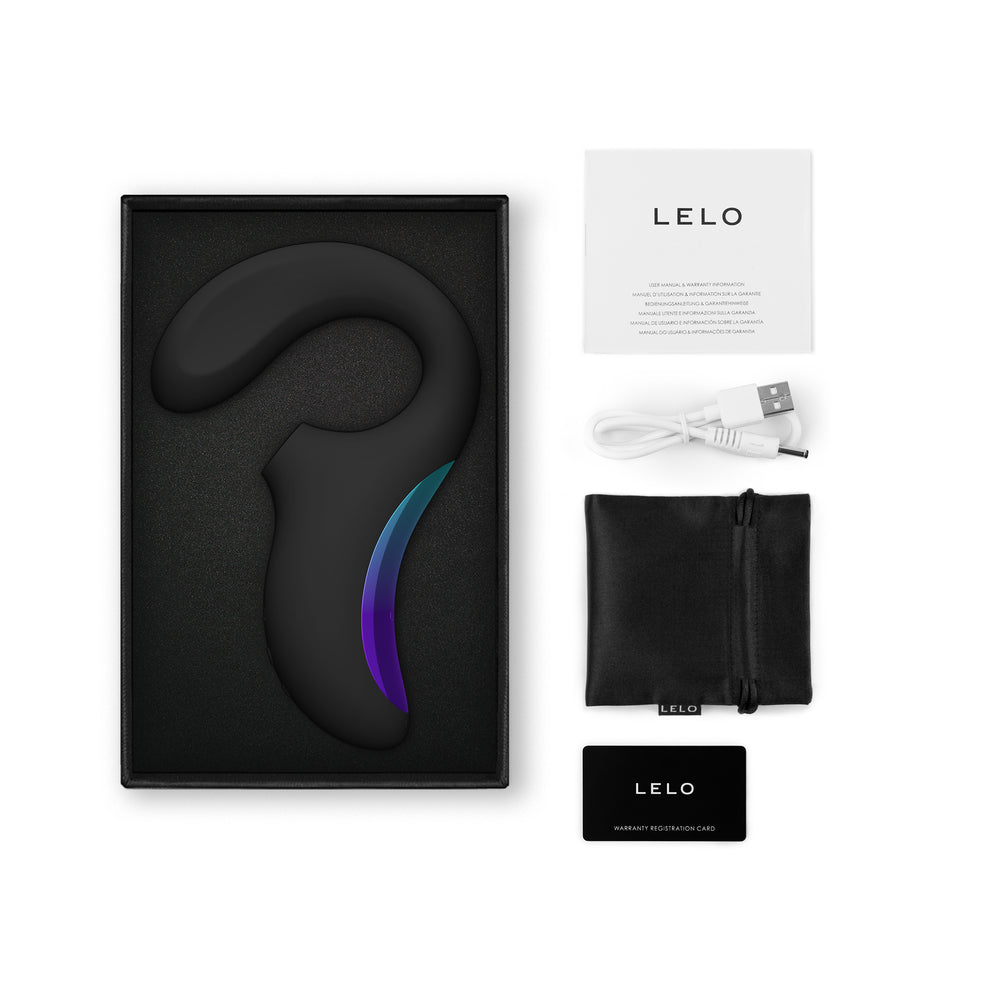 LELO Enigma Wave Suction Dual Stimulator Black - Red Garter